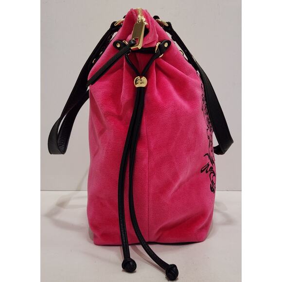Hot Pink Juicy Couture Purse Zip Top Bag Handbag Y2K Velour Vintage - Picture 4 of 16